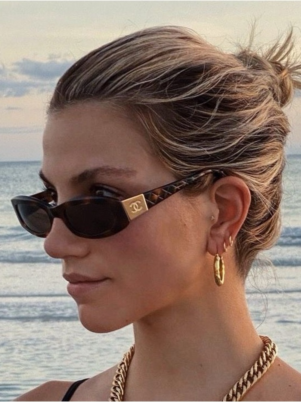 Chanel Tortoise Gold CC Sunglasses